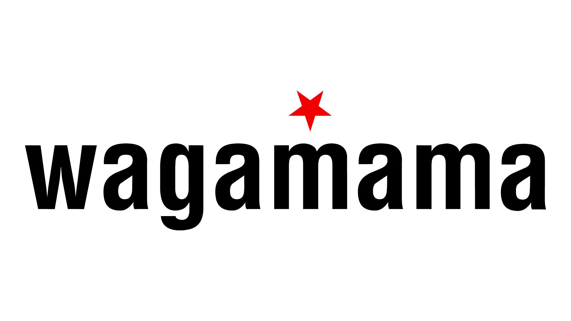 The Wagamama logo featuring lowercase black text with a red star positioned above the letter m.