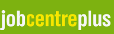 The Jobcentre Plus logo featuring white and yellow text on a lime green background.