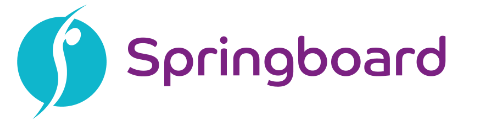 Springboard brand logo featuring a teal circle with a white silhouette of a person jumping.