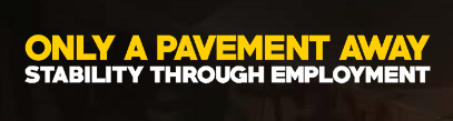Logo for Only a Pavement Away, featuring the slogan Stability Through Employment.